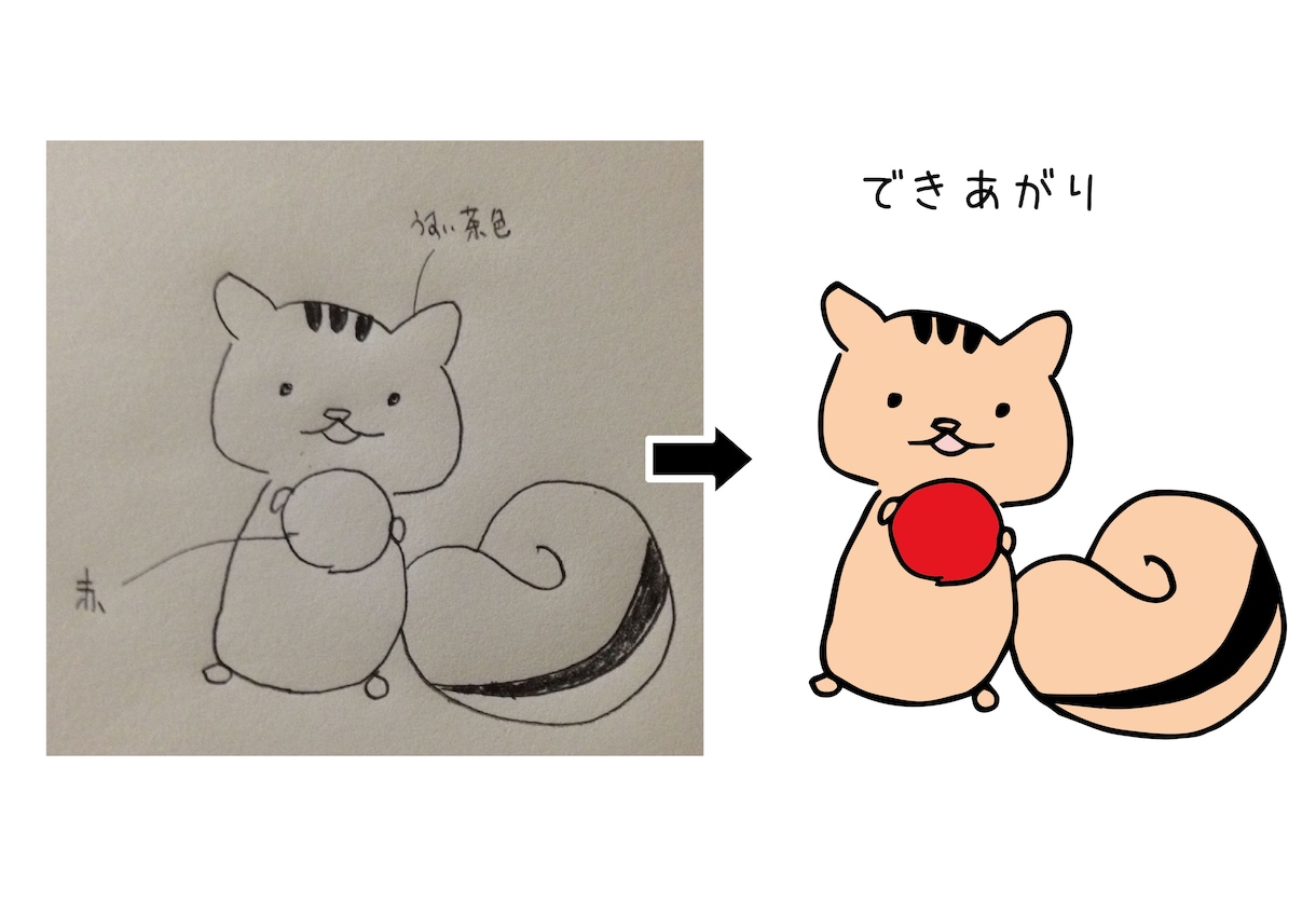 手書きイラストやロゴ等をトレースしてデータ化します 拡大や縮小をしても劣化しにくいデータにしてお渡しします。 イメージ1