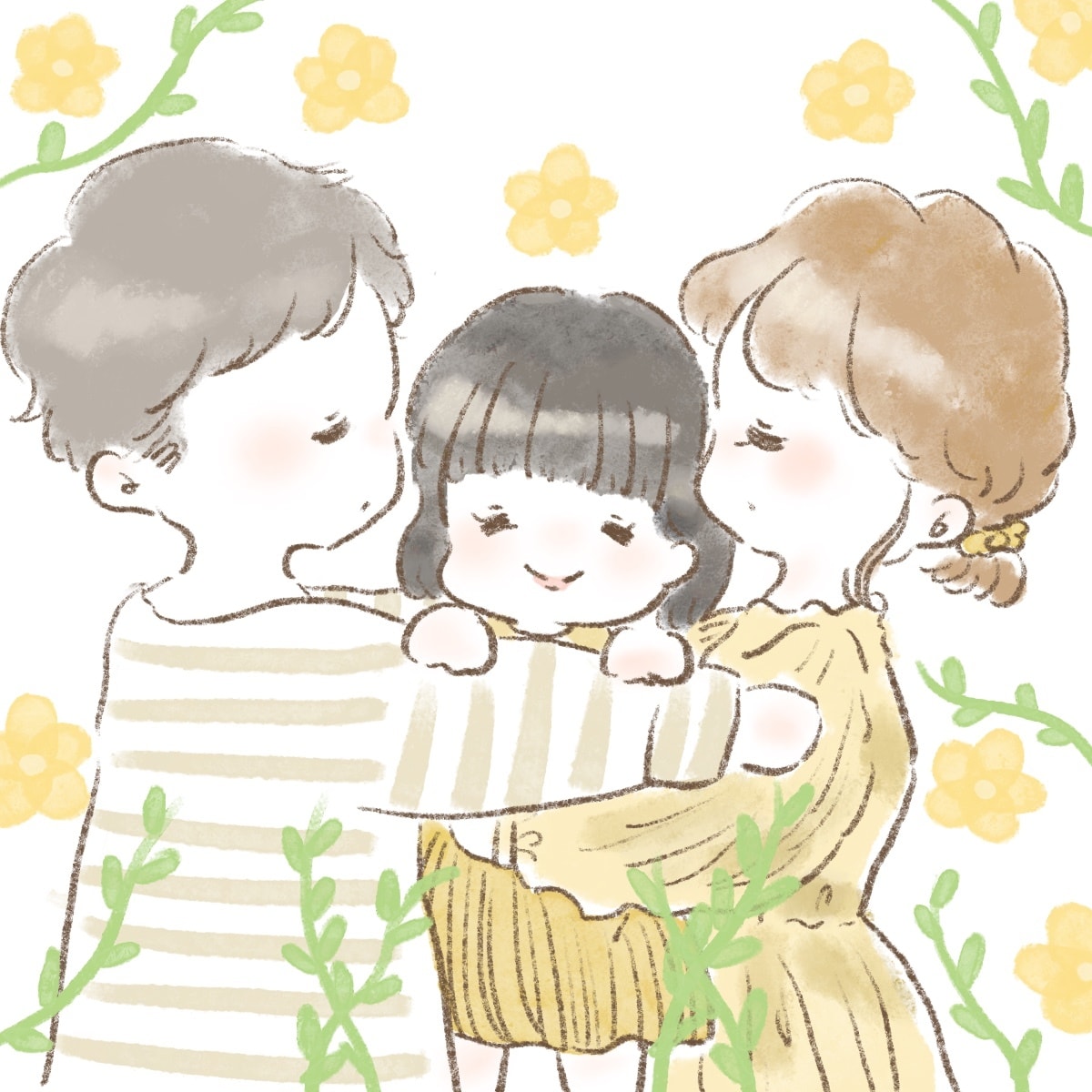 ほっこり可愛いファミリー(ご家族)イラスト描きます 出産祝いや、ご両親のプレゼントなどに！思いを込めて描きます。 イメージ2