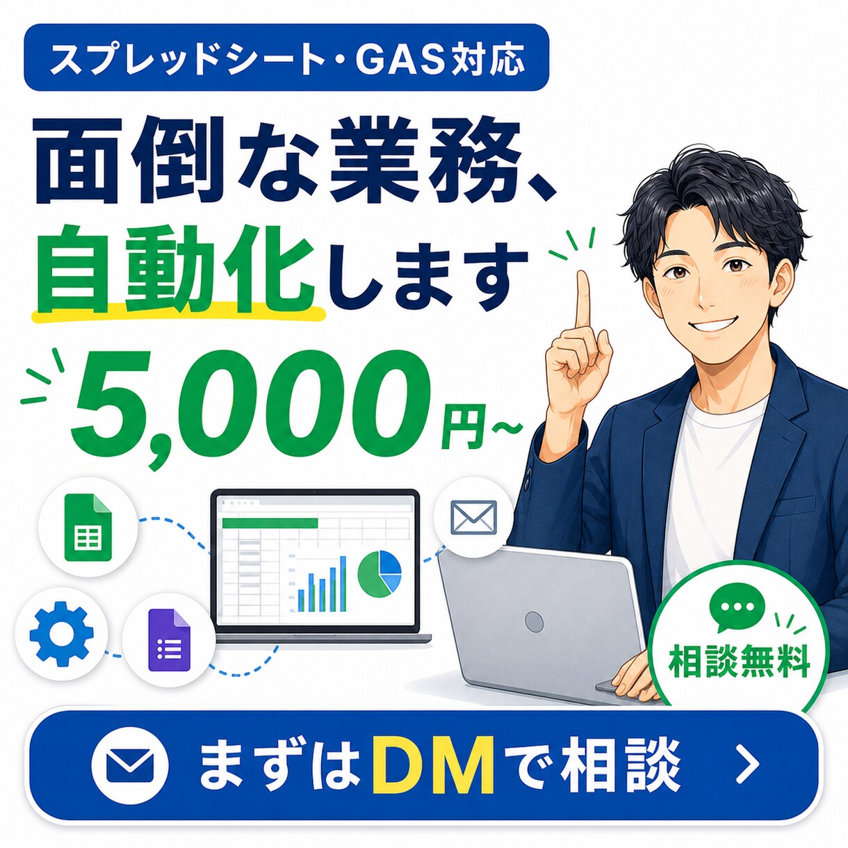 個人事業主の業務をGAS×AIで自動化します その面倒な作業、5,000円で自動化します イメージ1