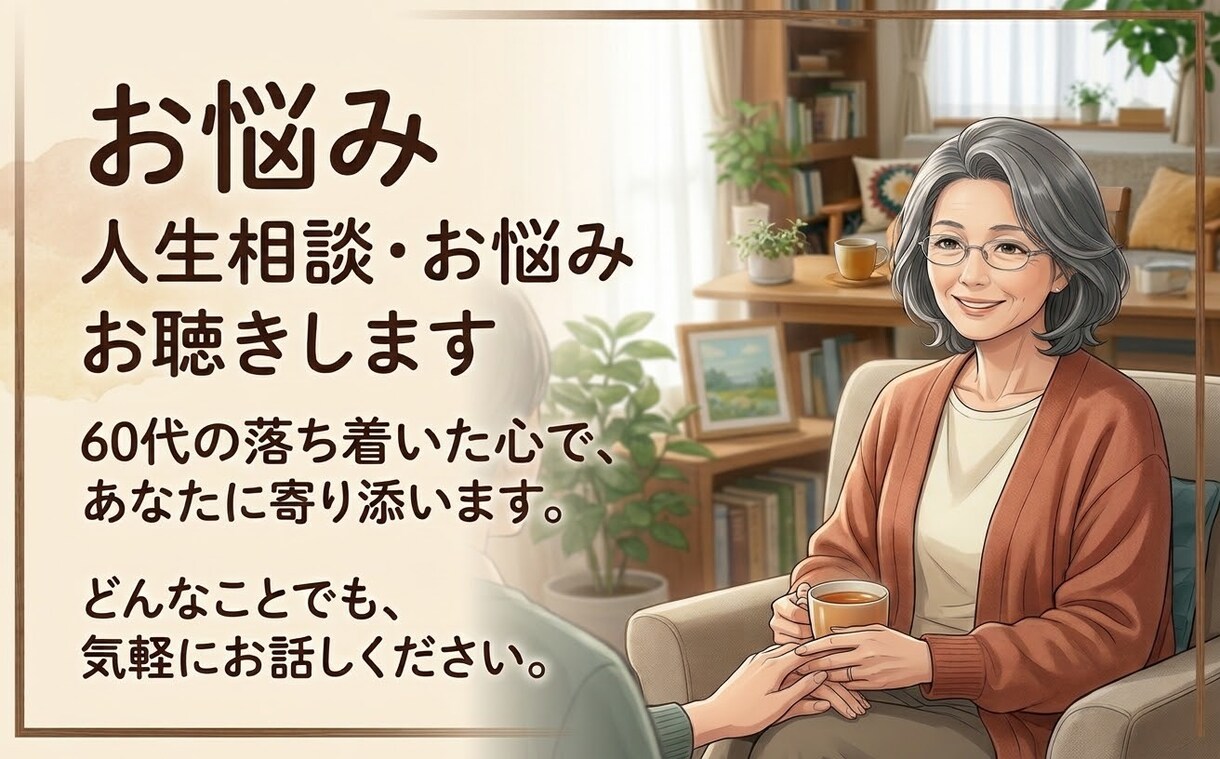 誰にも言えないお悩みや愚痴を否定せず優しく聴きます 誰にも言えない悩みや愚痴を優しく聴き心に寄り添います イメージ1