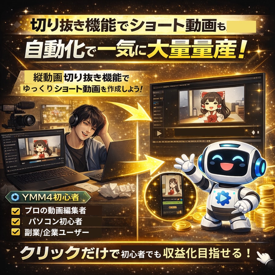 YMM4/ゆっくり動画の自動編集ツールを提供します 初心者でも数分で動画制作。台本/動画編集/投稿作業を自動化！ イメージ4