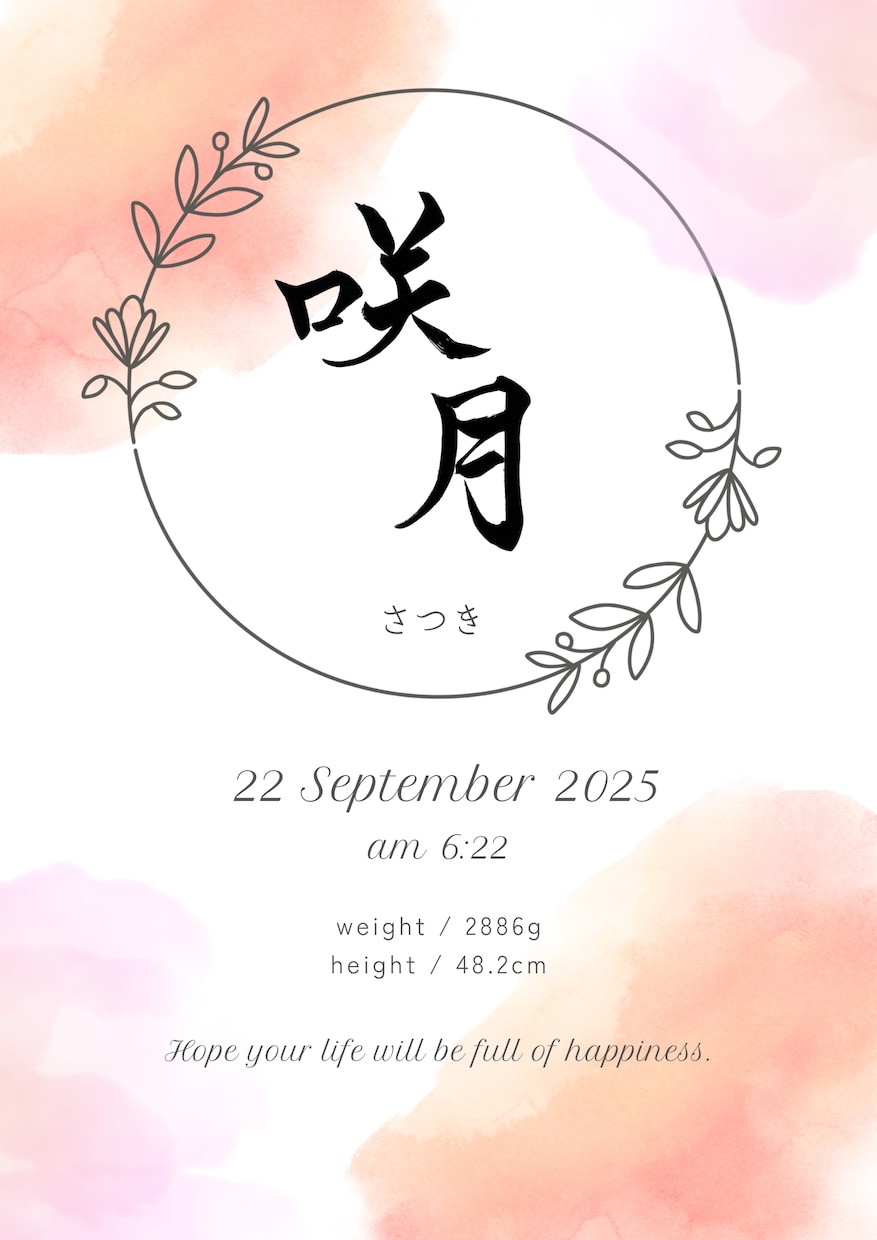命名書♡手書きの筆文字で命名書作成いたします 美しく品のある筆文字でお書きします。データでの納品となります イメージ5