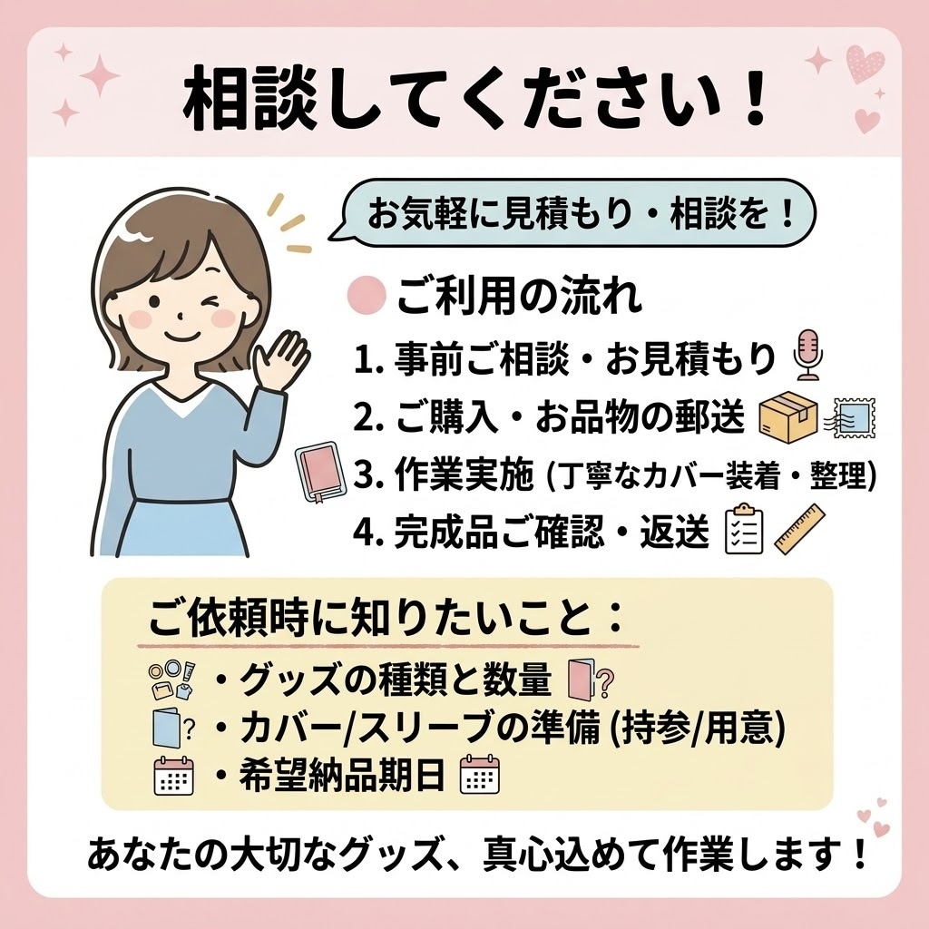 推し活グッズ・漫画などの収納・保護代行します 漫画、缶バッジ、チェキなどのカバー、収納ご相談ください！ イメージ5