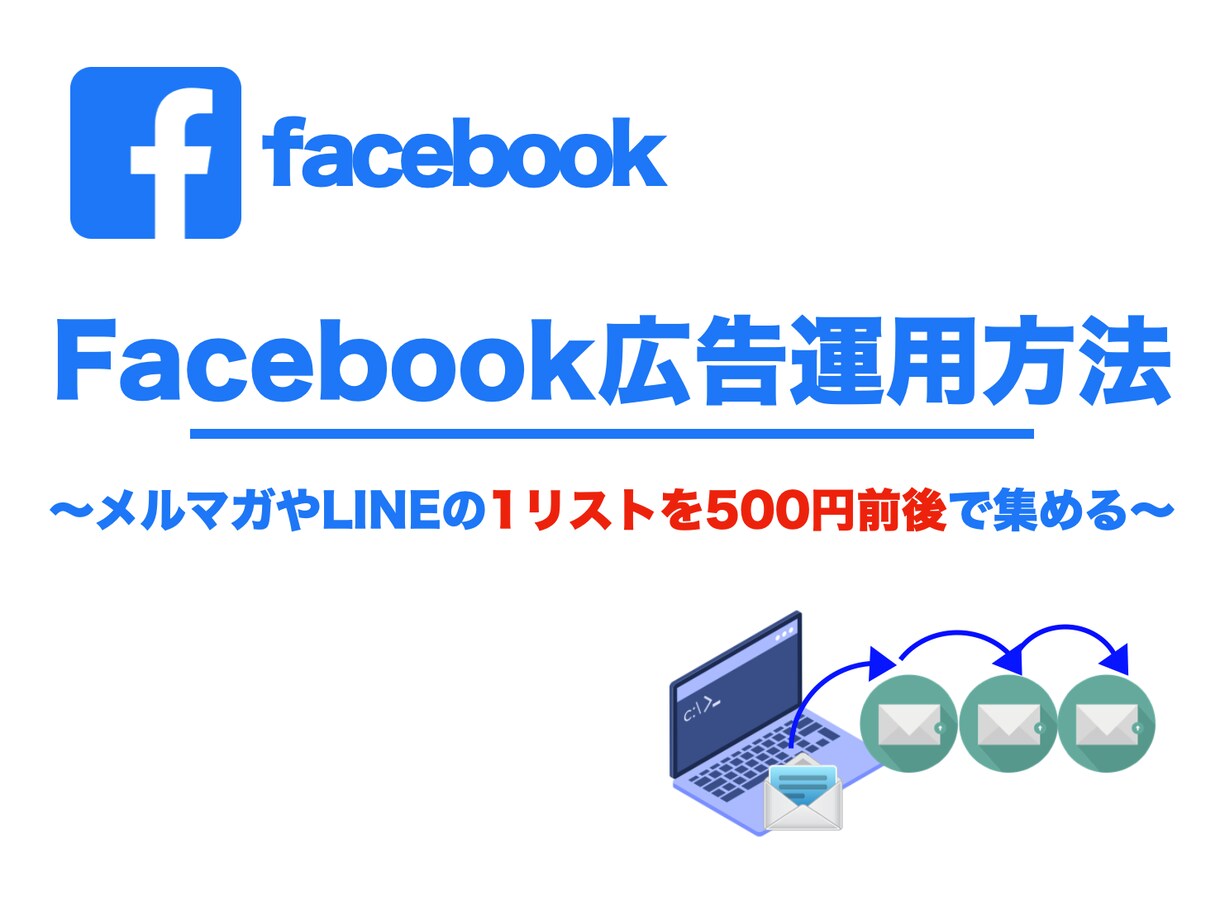 Facebook広告@500円で集める方法教えます 【代理店不要】自分でメルマガやLINEのリスト集めませんか？ イメージ1
