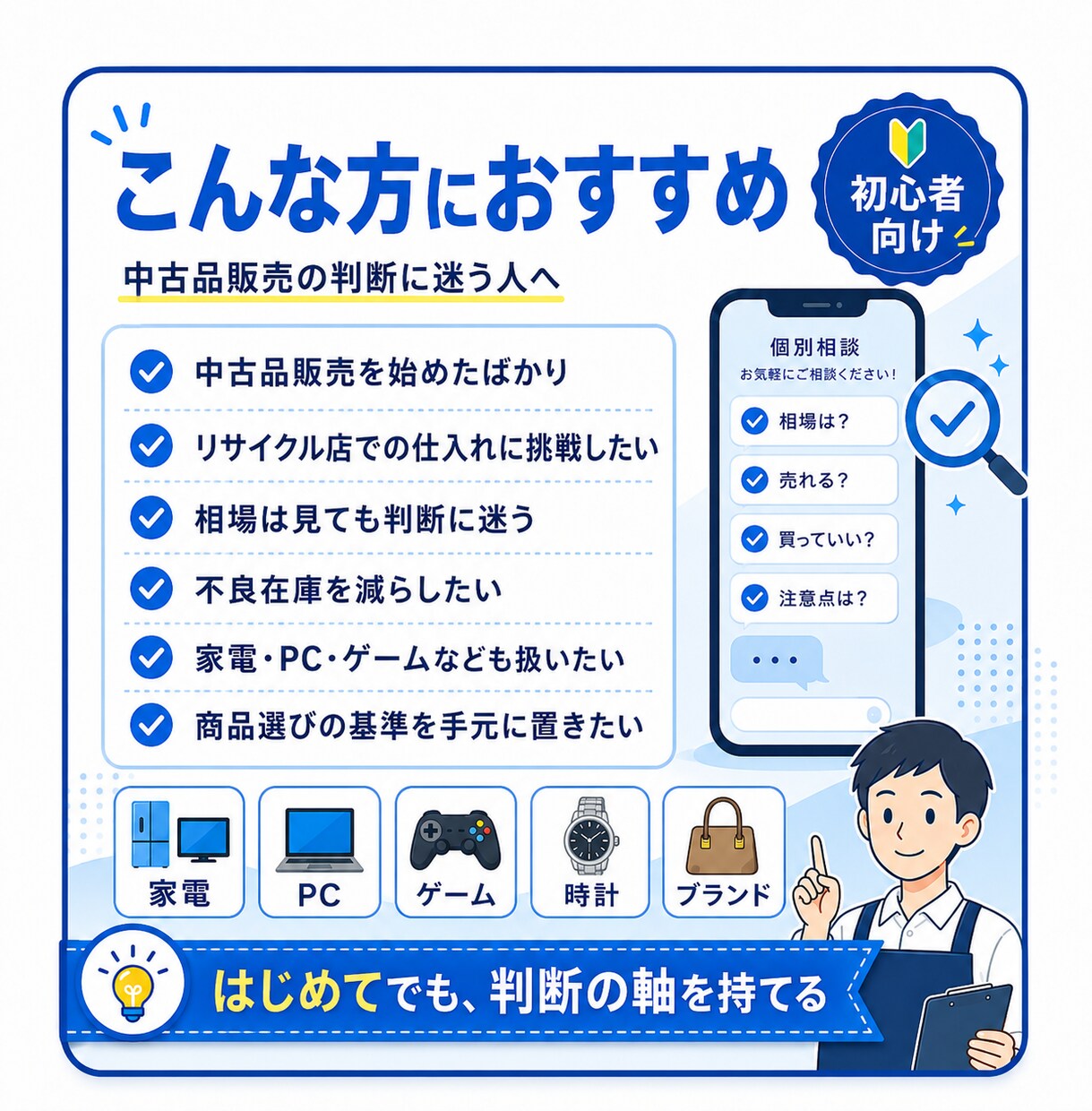 中古品が売れそうか店員目線で個別に回答します 元リサイクルショップ店員ならではの知識をお届けします！ イメージ3