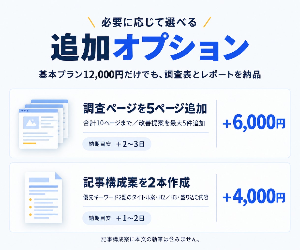 サイトのSEO課題と狙うキーワードを調査します 調査表と改善レポートで、次の一手を整理 イメージ4
