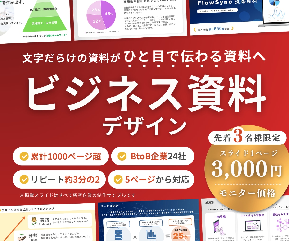 文字だらけの資料をひと目で伝わる形にします 2年弱で1000ページ超｜BtoB24社の継続率は約3分の2 イメージ1
