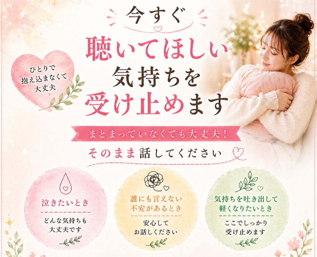 今すぐ聴いてほしい気持ちを受け止めます まとまっていなくても大丈夫！そのまま話してください イメージ1