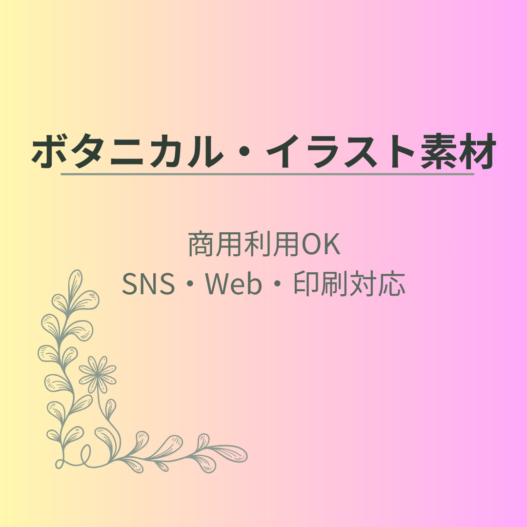 ボタニカル葉っぱ線画素材30点作成します SNSや投稿デザインに使えるボタニカル素材 イメージ1