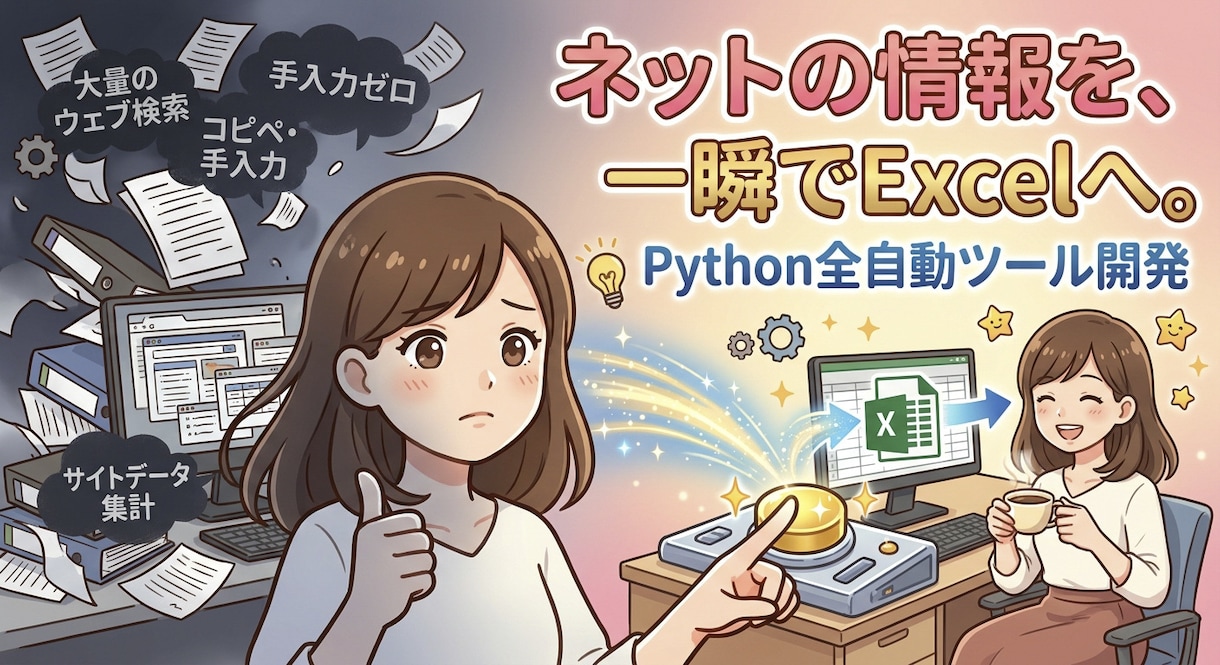 Pythonで業務自動化ツールを作成します 単純作業やExcel処理・データ収集をPythonで自動化！ イメージ1