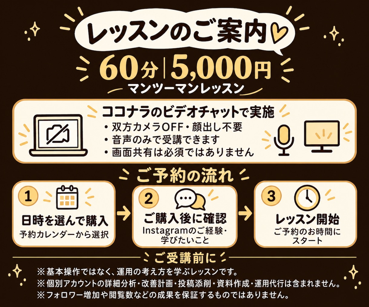 初心者向けにインスタ運用を基礎から教えます 顔出し不要♡自分のペースで基礎から学べる60分個別レッスン イメージ5