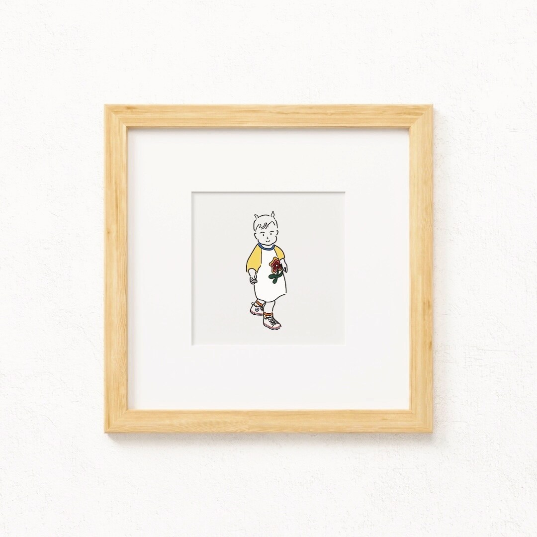 思い出の1枚をイラストにします 小粒おめめの似顔絵線画イラスト イメージ9