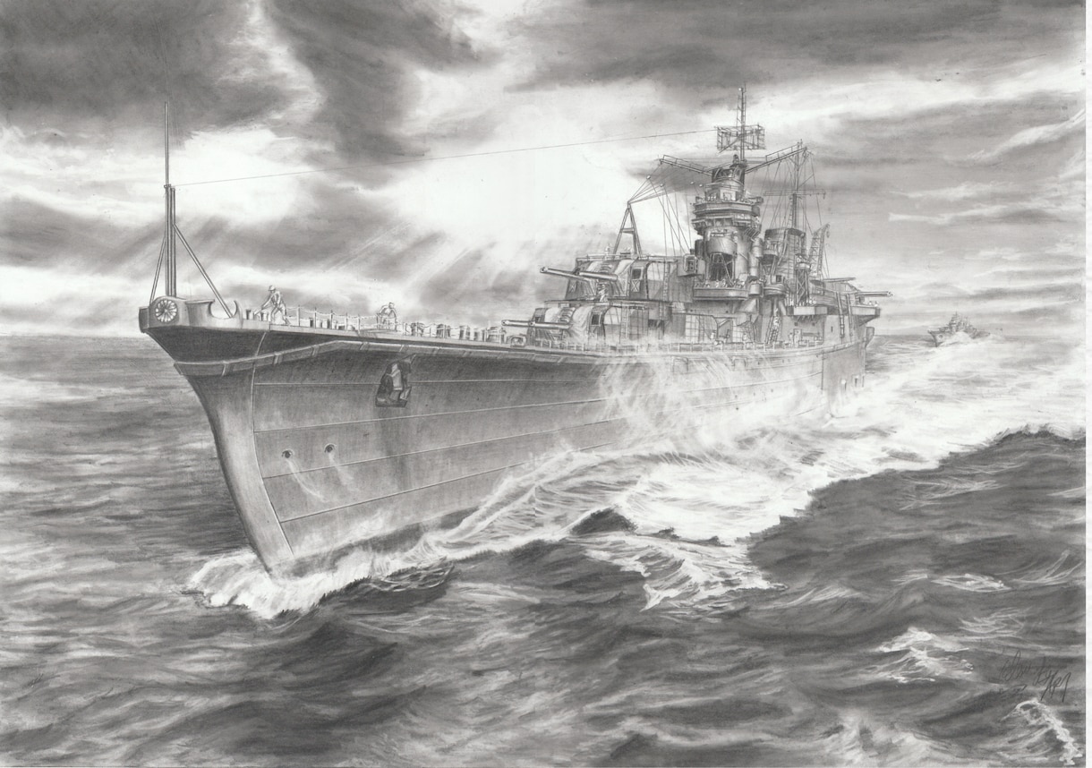 軍艦の絵を鉛筆画でお描きいたします あなたのご希望に沿う軍艦をお描きします。 イメージ2