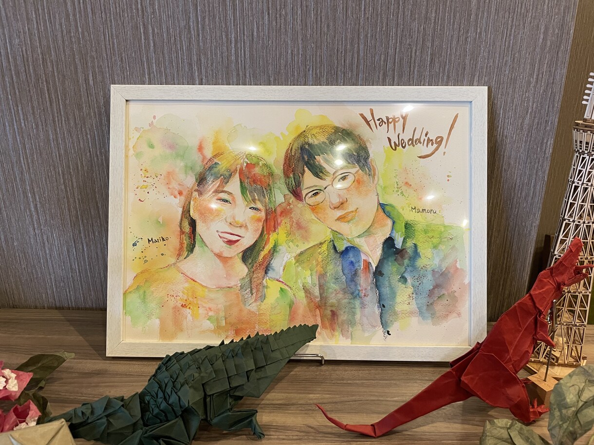 ふんわり優しいタッチで水彩似顔絵を描きます ◆オリジナル動画もプレゼントいたします イメージ6