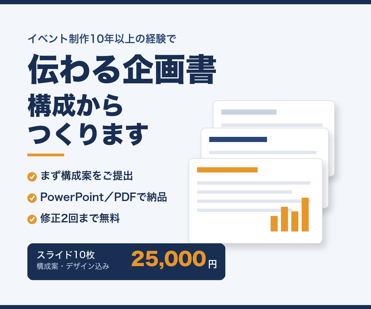 伝わる企画書・提案資料をパワポで作成します まず構成案をご提出。手戻りなく「伝わる」資料に仕上げます イメージ1