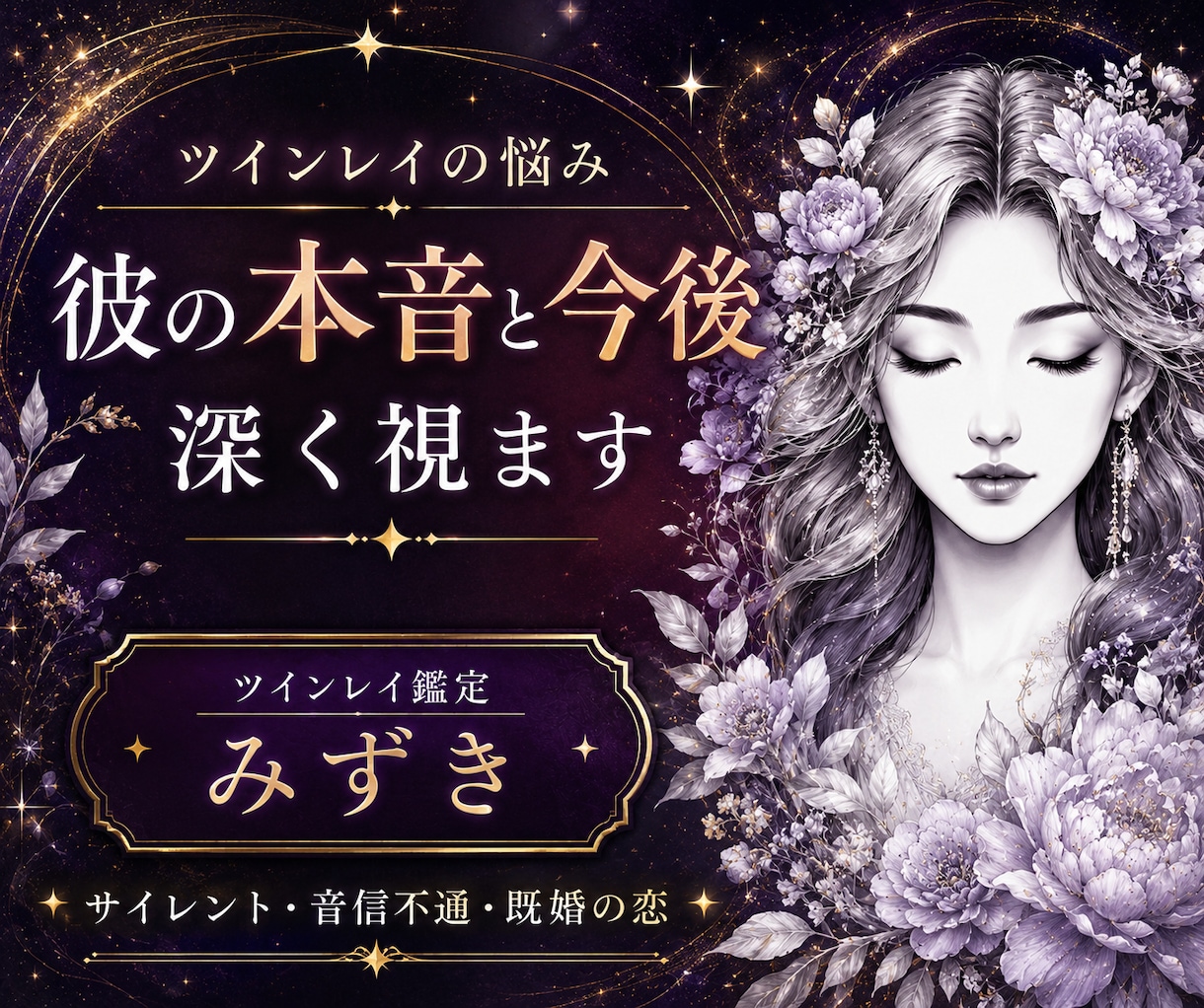 ツインレイの悩み｜彼の本音と今後を深く視ます サイレント・音信不通・既婚者の恋｜初めての方もご相談できます イメージ1