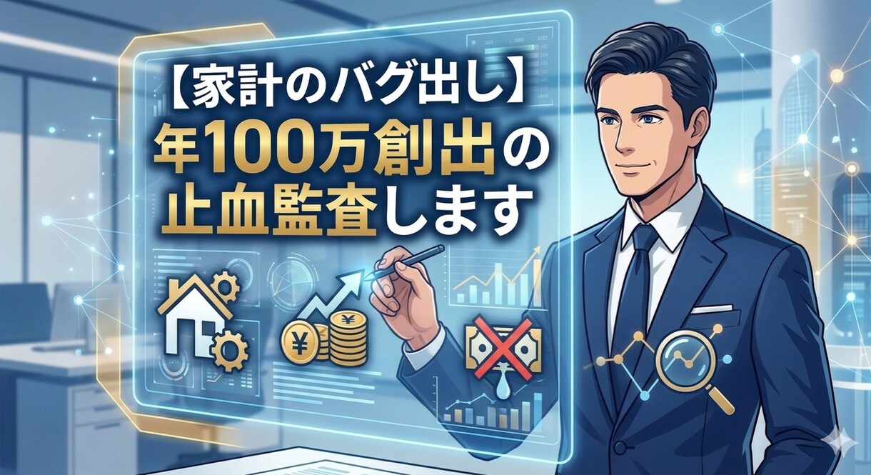 年100万創出の止血監査します ​現役ITプロが家計の「バグ」を特定し、システム改修します。 イメージ1