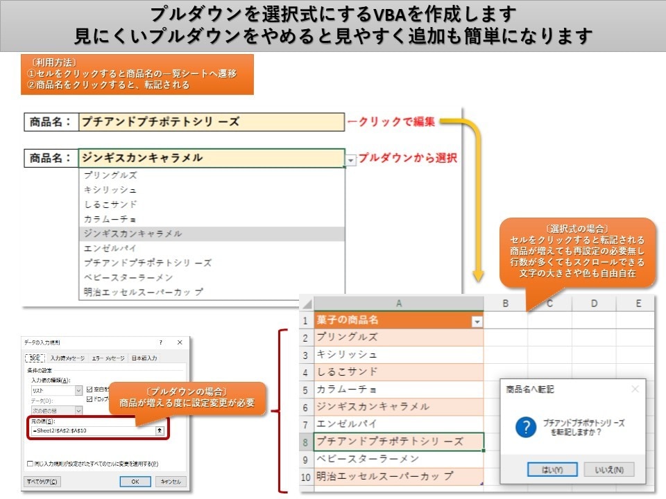 プルダウンより使いやすいリスト選択を作成します 見にくいプルダウンをやめると見やすくなり選択間違いも減ります イメージ2