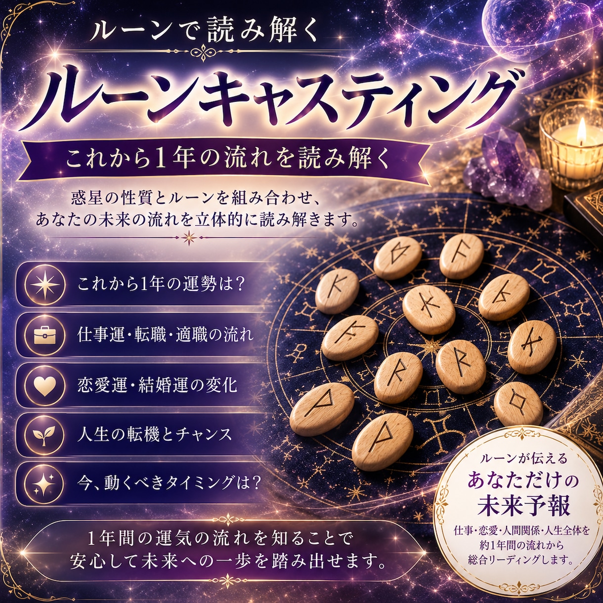 ルーンキャスティング　仕事も恋愛も読み解きます 今後1年の運勢を総合的に占います イメージ1