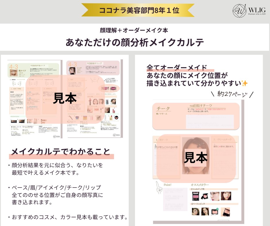 顔分析｜なりたいを叶えるメイクカルテを作成します 顔分析結果を元に似合う、なりたいをメイクで叶えます♡ イメージ2