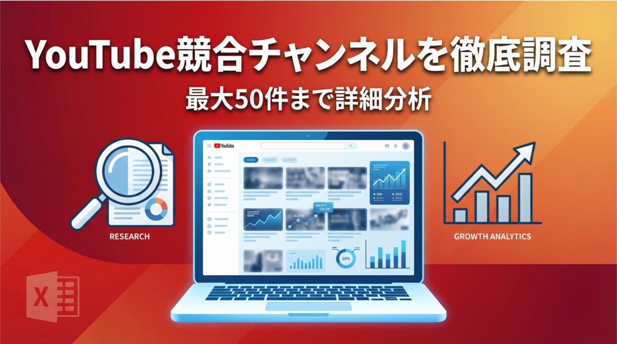 YouTube競合チャンネルを徹底調査します 調査に必要なデータは「狙うキーワード」だけ！ イメージ1