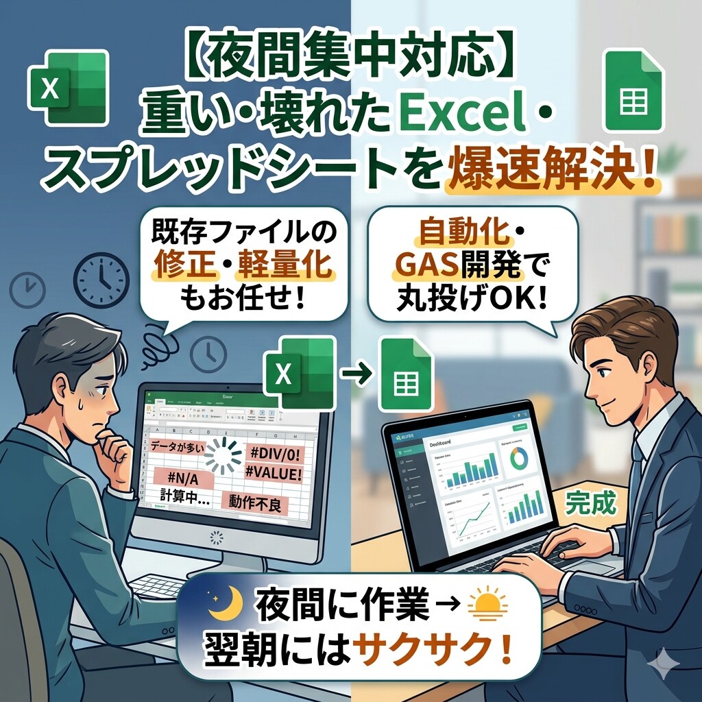 業務効率化を行ないます EXCEL、スプレッドシートでの業務効率化を行います! イメージ1