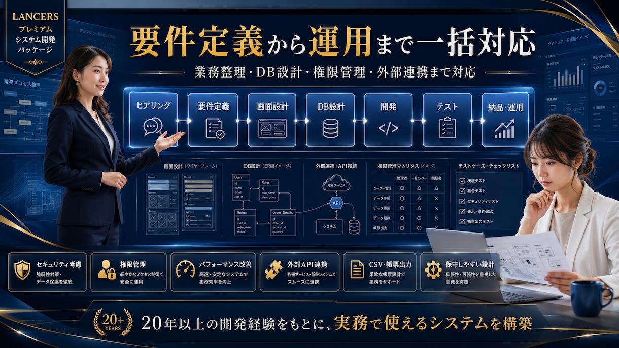 業務システムを要件定義から開発・運用まで対応します 顧客管理・受発注・勤怠・集計など専用Webシステムに対応 イメージ3