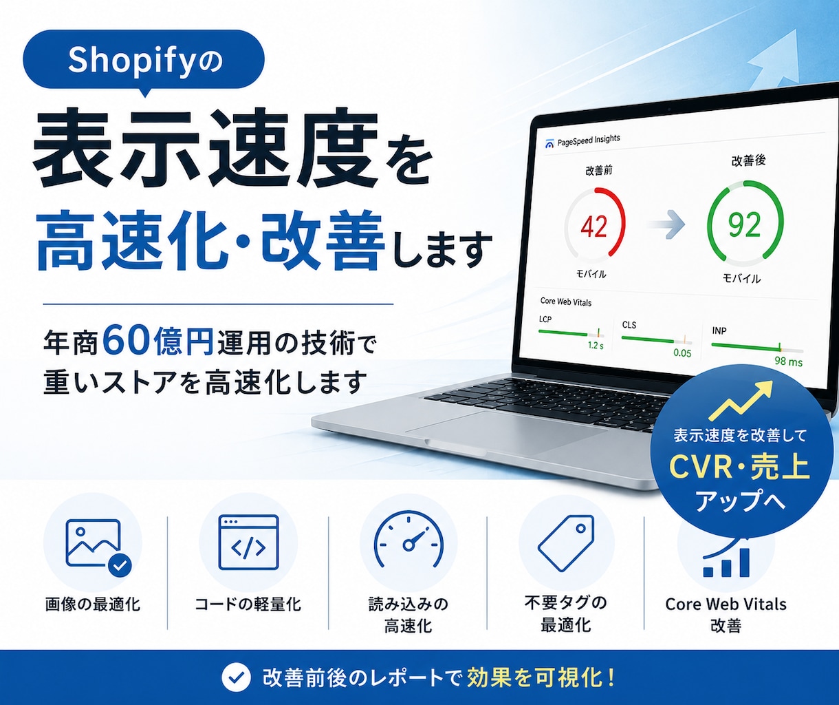 Shopifyの表示速度を高速化・改善します 年商60億円運用の技術で重いストアを高速化します イメージ1