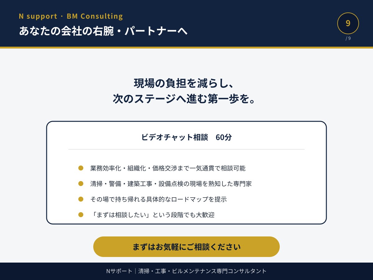 ビルメン専門｜現場が回る"仕組み化"をサポートます 「これ誰に相談すればいいんだろう」その答え、ここにあります。 イメージ9