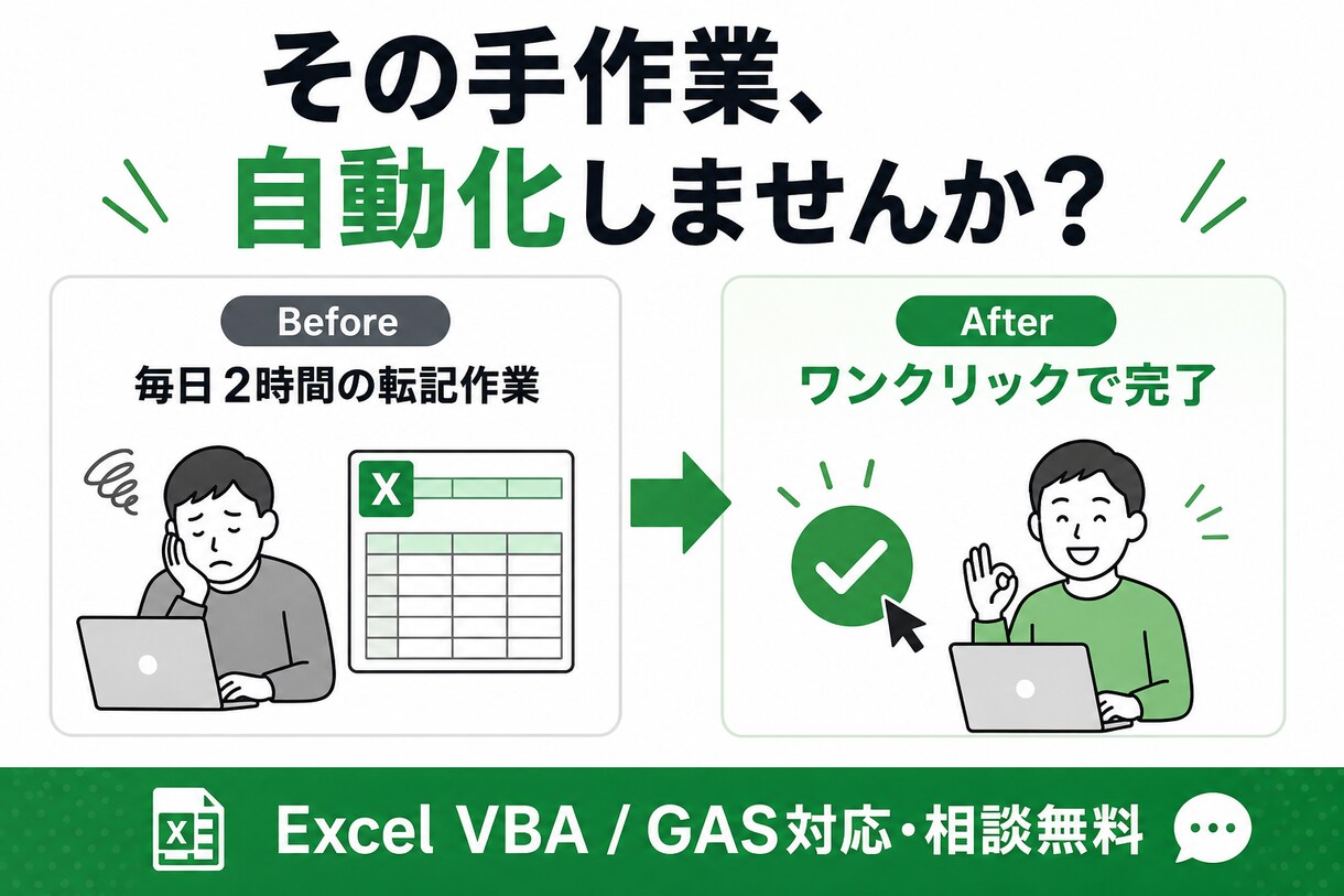 Excel・スプシの作業を自動化します 毎日の転記・集計・レポート作成をワンクリックに変えます イメージ1