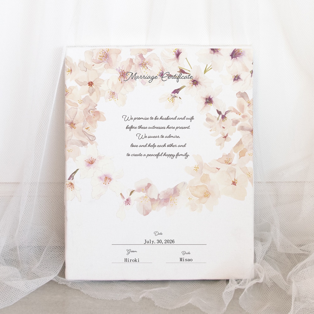 送料無料 桜の結婚証明書作ります 選べるアクリルorキャンバス！特別な一日のための証明書です。 イメージ3