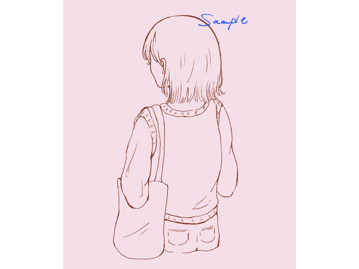 シンプルかわいい　後ろ姿のイラスト描きます 後ろ姿と小物でオリジナルの一枚にします イメージ5