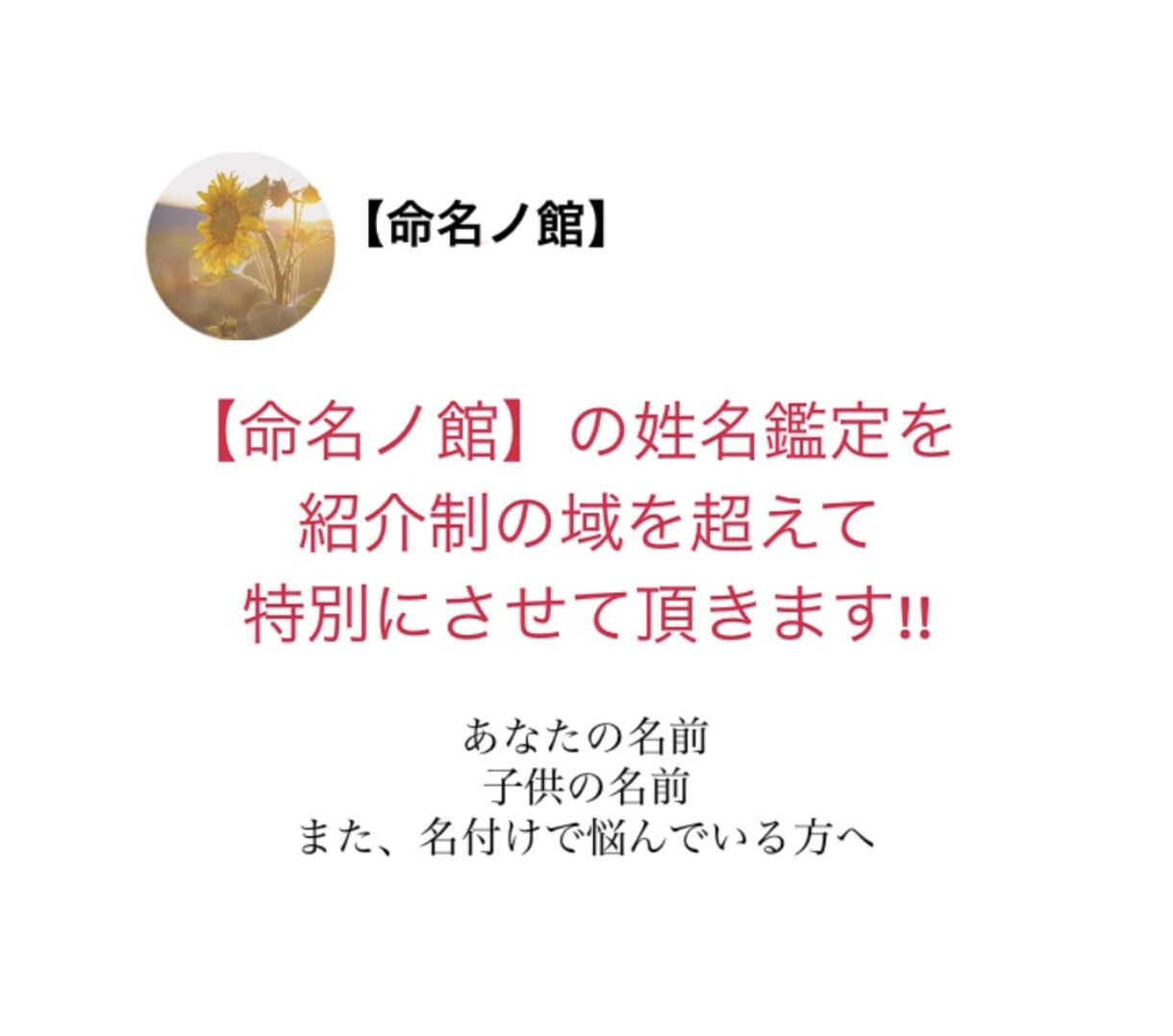 姓名鑑定・名付け専門【命名ノ館】が姓名鑑定致します 長年紹介制で細々とやってきた姓名鑑定を体験して頂けます。 イメージ1