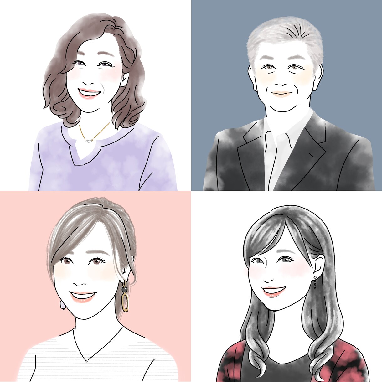 パッと目を惹く シンプル似顔絵お描きします 水彩風のシンプル似顔絵お描きします【アイコンや名刺などに】 イメージ4