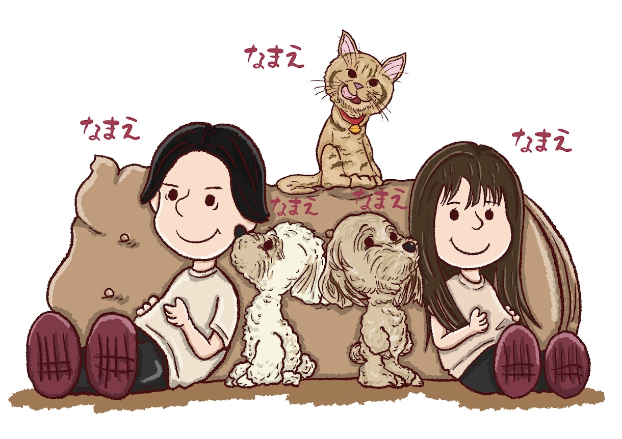 スヌーピー風の似顔絵イラスト描きます ウェディング 記念日 還暦 誕生日にぴったりの可愛いイラスト イメージ6