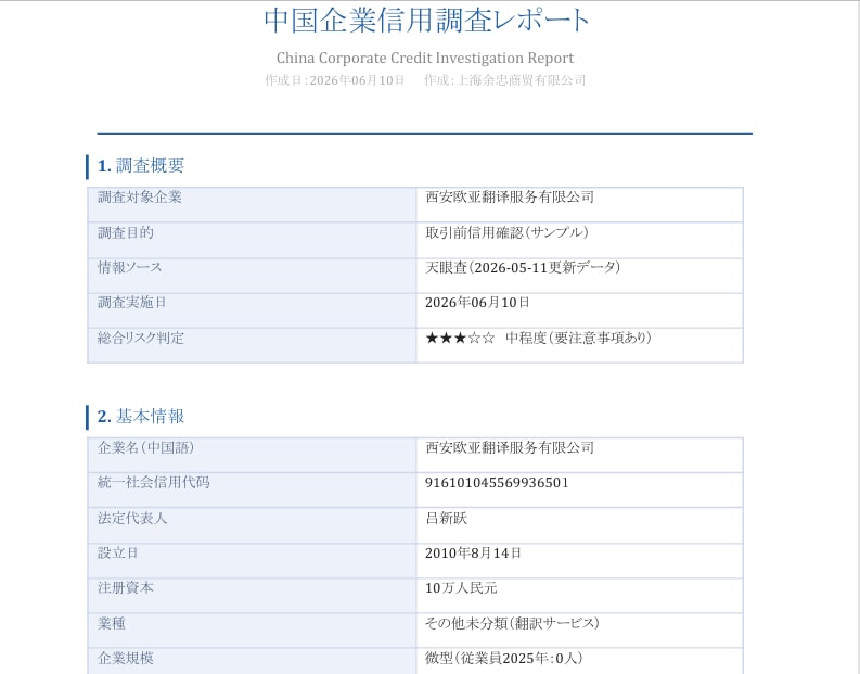 中国企業の信用調査、登記等リサーチレポート作ります 中国企業の信用調査・登記情報をリサーチしレポートを納品します イメージ2