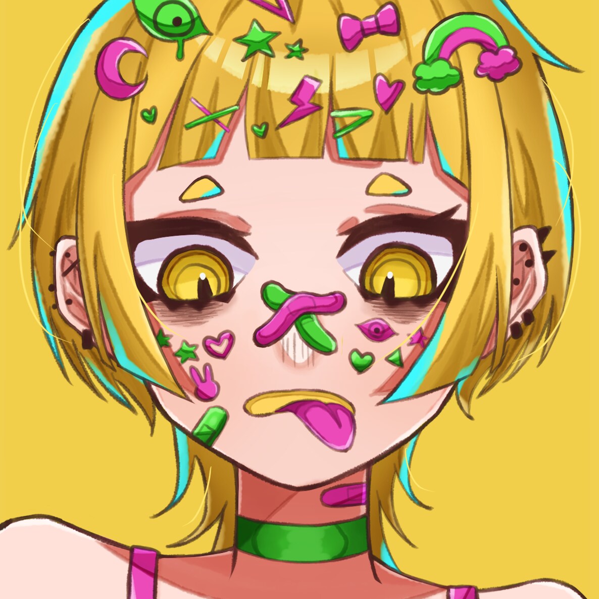 ポップかつ少し不気味なアイコン描きます ポップ極振りなアイコンも不気味に極振りなアイコンも可能です！ イメージ2