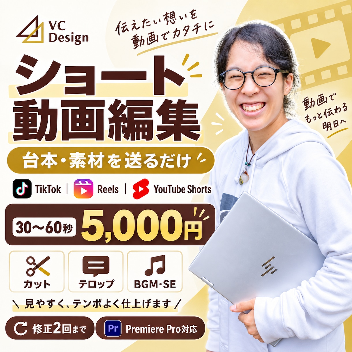 ショート動画を見やすくテンポよく編集します 台本・素材を送るだけ｜伝わりやすい縦型ショートに仕上げます イメージ1