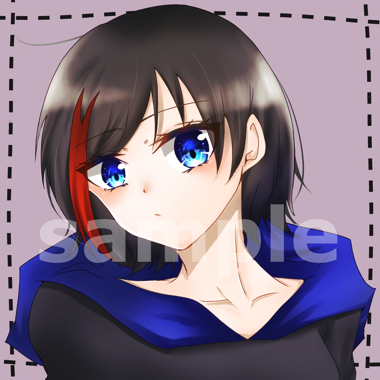 ツヤのある瞳と髪が目を引く女の子アイコン描きます 得意分野の塗りに力を入れたSNS映えするアイコン描きます！ イメージ5