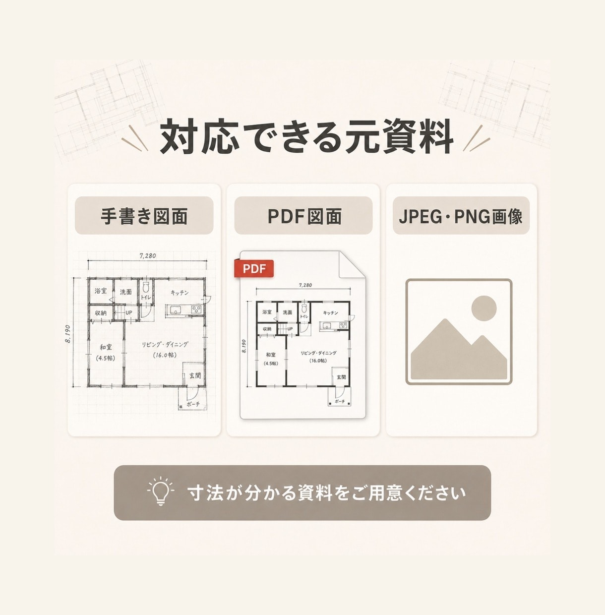 画像データや手書き図面をCADでトレースします 図面を見やすく丁寧にデータ化します。 イメージ2