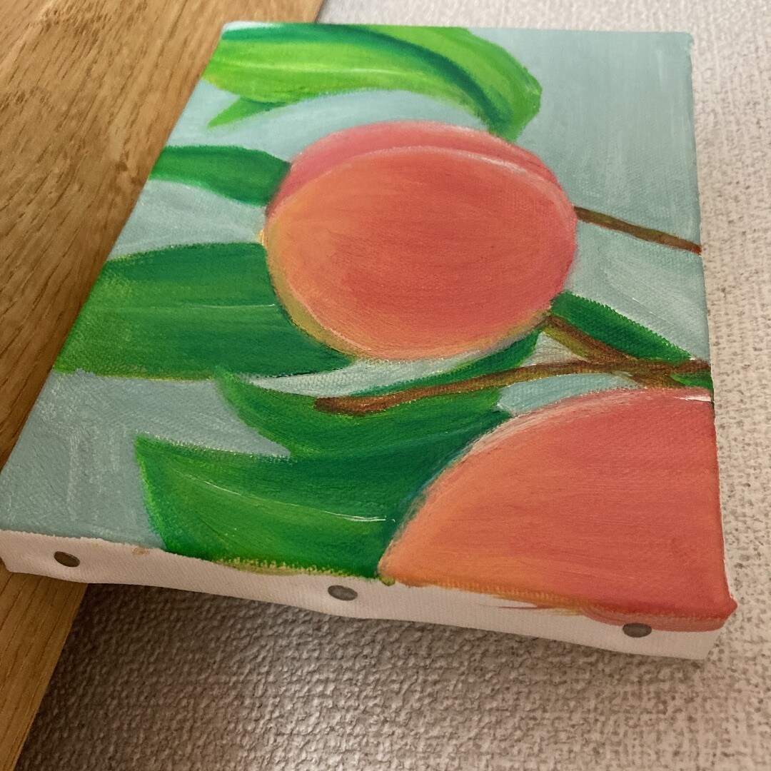 今、旬の桃の絵を描いています 油絵 アート 絵画 イラスト 桃 イメージ2