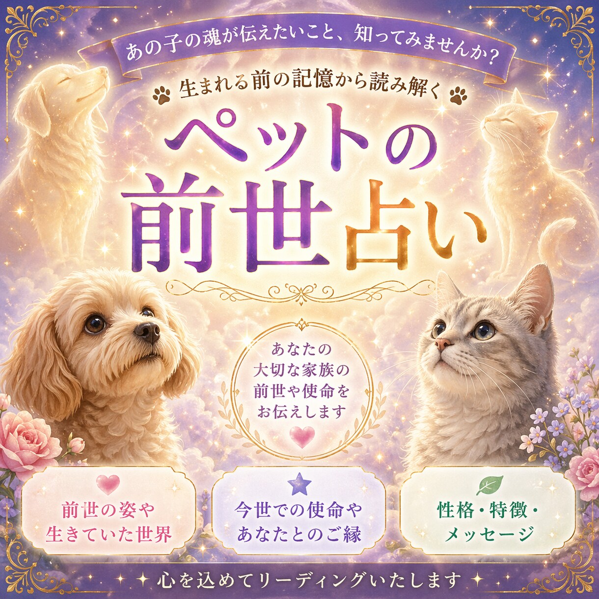 あなたのペットの前世、今そばにいる理由を伝えます あなたの近くにいる動物は、97%で前世が人間です。 イメージ1
