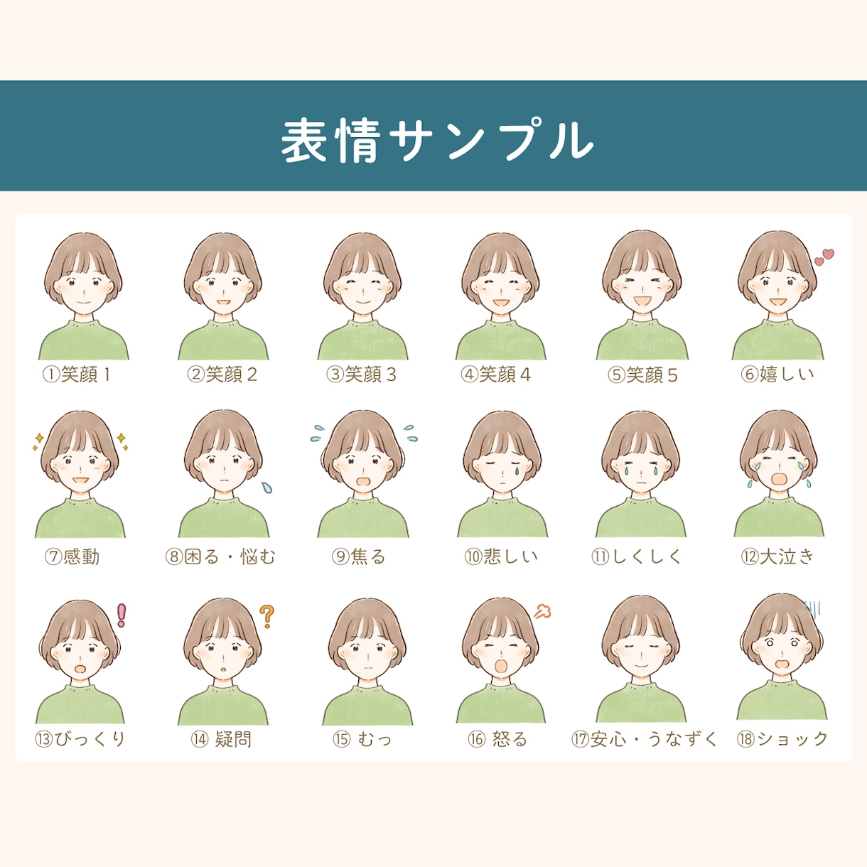 商用OK｜SNSにも◎｜表情イラスト5点描きます 表情・目元が選べる！顔出しなしでも親しみやすいアカウントに イメージ4