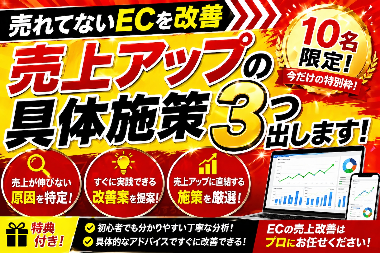 売れてないECを改善｜売上アップの具体施策出します 【残り１０名！】売上が伸びる改善点を具体提示します イメージ1