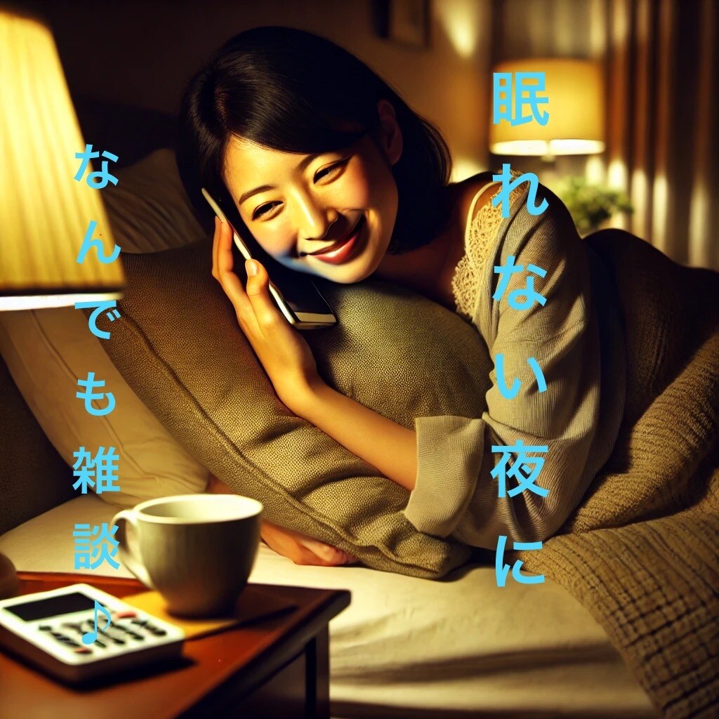 ちょっとだけでも対応します 眠れない夜のお話相手になります。気軽にお電話ください。 イメージ1
