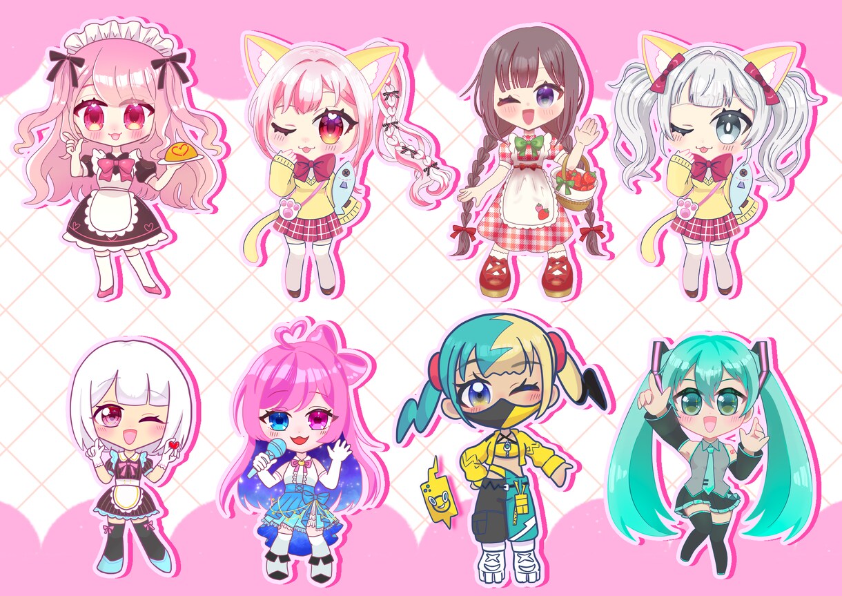 ミニキャラ（SD、デフォルメ）イラスト制作します 丁寧な対応！SNS映えキラキラ瞳！IRIAM/Vtuber イメージ2
