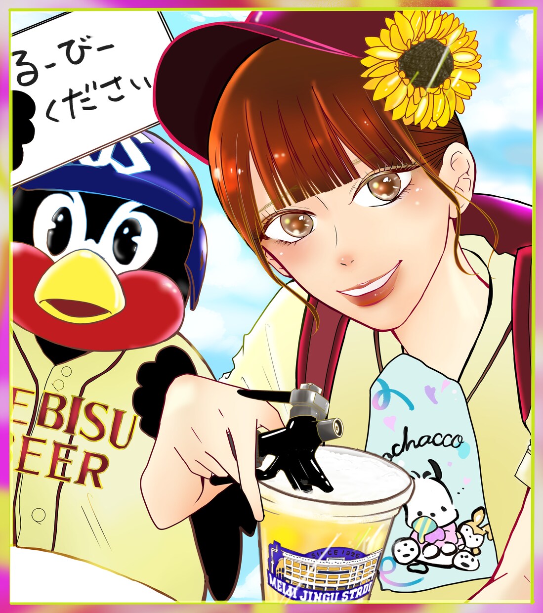 母の日に！少女漫画風似顔絵デジタルデータ渡します サイズ指定あれば色紙サイズやウェルカムボードも作れます！ イメージ5