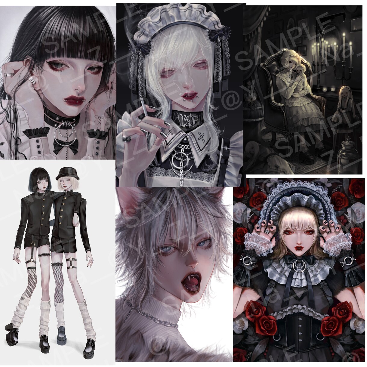 商用可／モード、ゴシック系イラストを制作致します ゴシックな雰囲気で中性的なイラストを描きます イメージ5