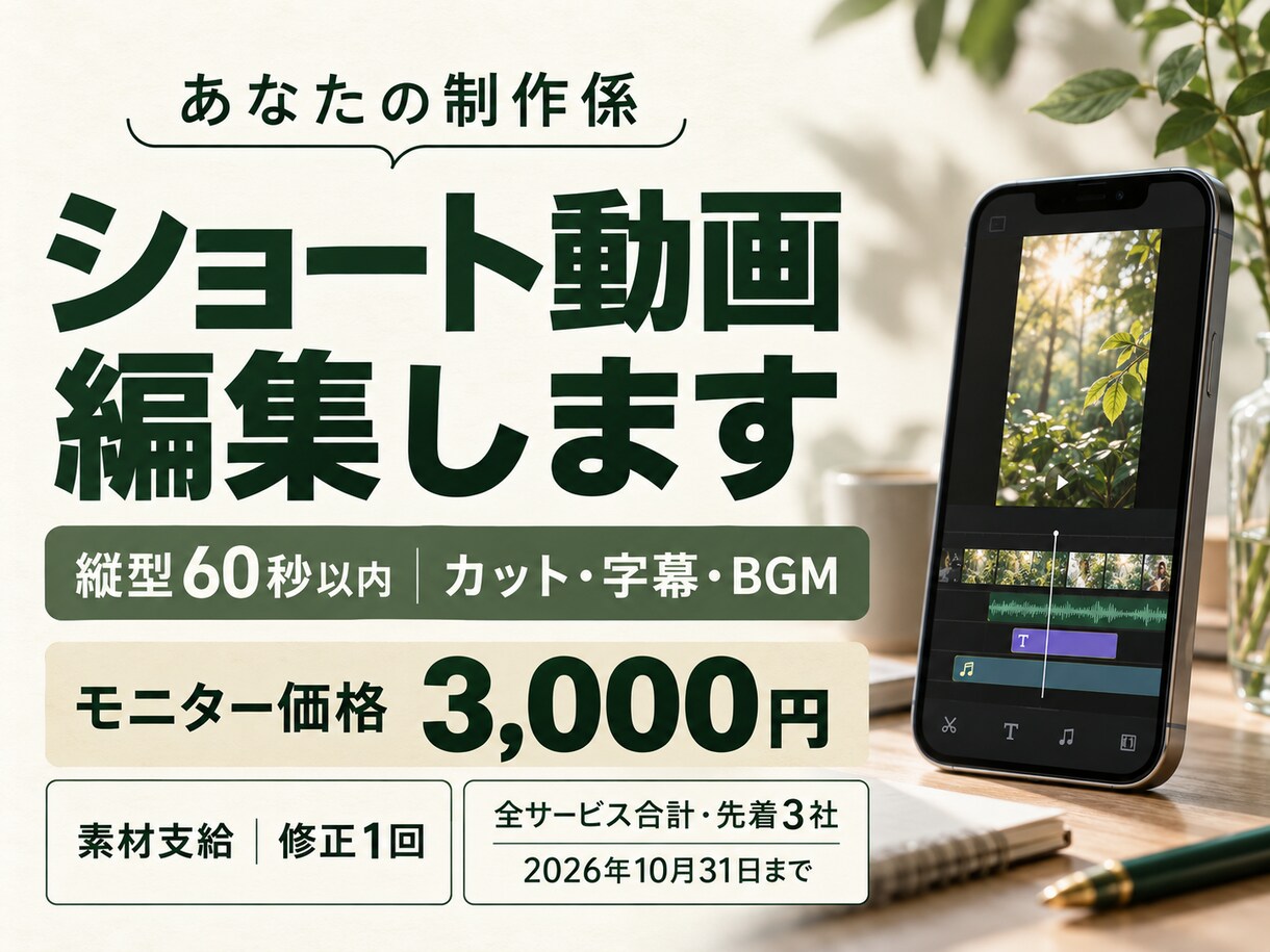 教材の集客用ショート動画を1本編集します 60秒以内・縦型｜素材支給でカットと字幕まで イメージ1