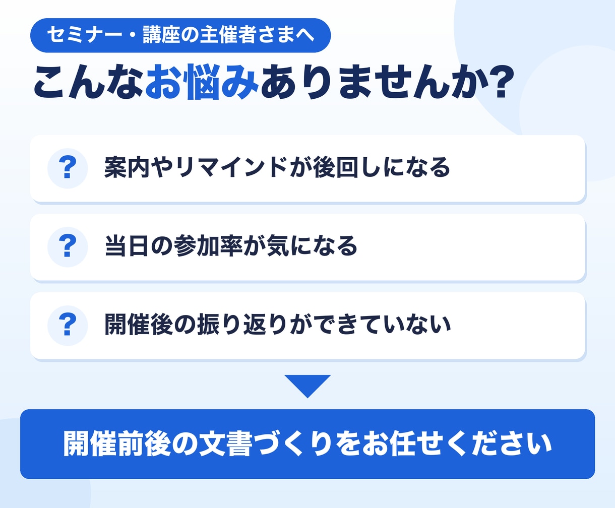 セミナーの案内文・開催報告書を作成します 運営歴6年|リマインド文・アンケート集計までデータ納品 イメージ2